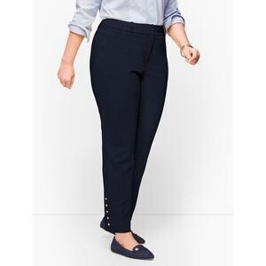 Talbots Plus Size 16 High-Waisted Hampshire Button Hem Ankle Pants Navy Blue